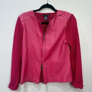 Red leather and knit jacket